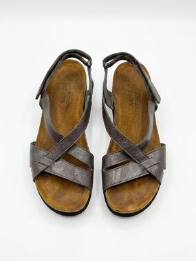 Naot Brown Leather Strappy Sandals EU 40 Comfort Cork Footbed